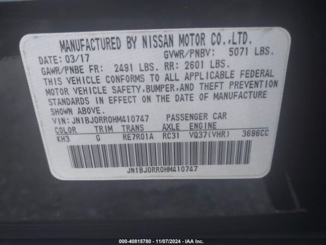 JN1BJ0RR0HM410747 Infiniti QX50
