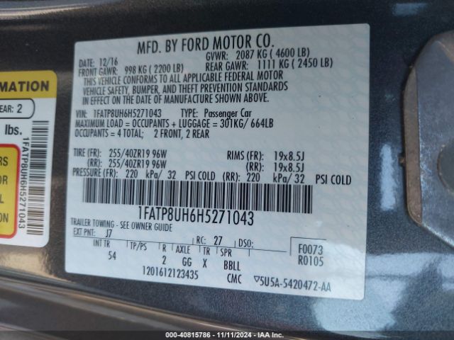 1FATP8UH6H5271043 Ford Mustang Ecoboost Premium