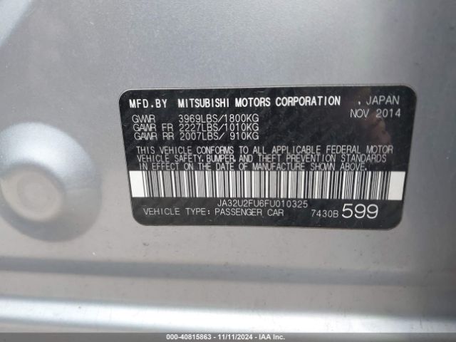 JA32U2FU6FU010325 Mitsubishi LANCER ES