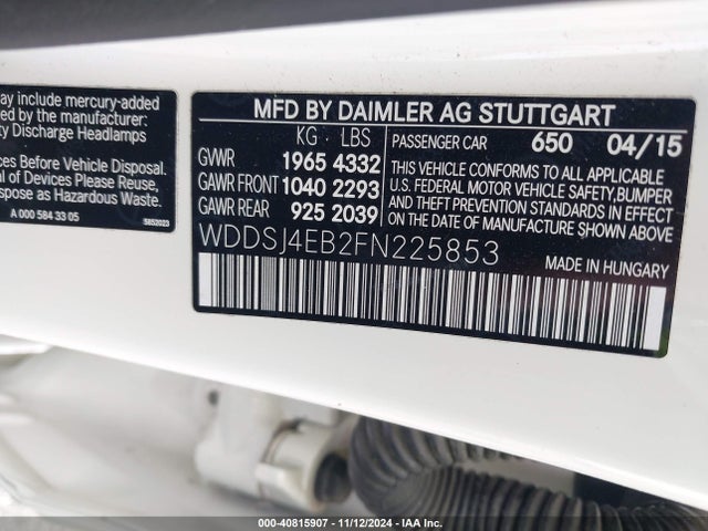 Mercedes-Benz CLA 250 2015 WDDSJ4EB2FN225853 Image 9