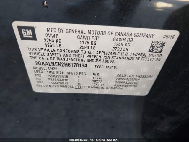 2GKALNEK2H6178194 GMC Terrain Sle-2