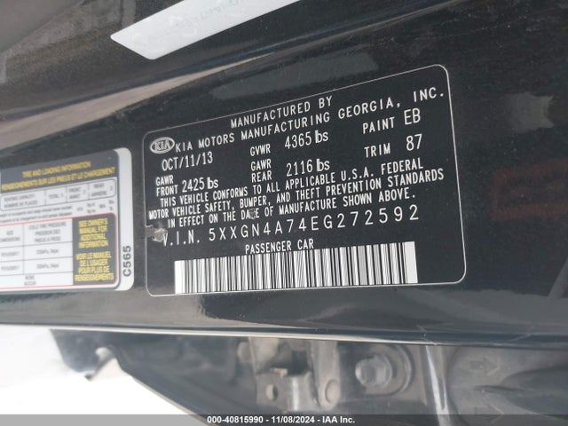 KIA OPTIMA EX 2014 5XXGN4A74EG272592 Image 9