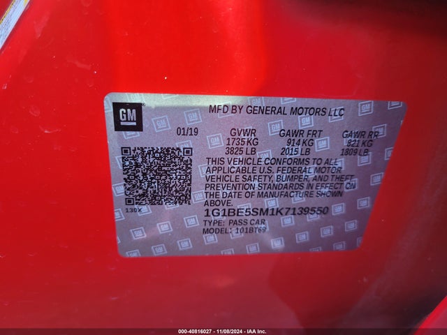 1G1BE5SM1K7139550 Chevrolet CRUZE LT