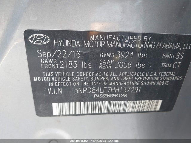Hyundai Elantra Value Edition 2017 5NPD84LF7HH137291 Image 9