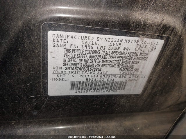 Nissan SENTRA SV 2016 3N1AB7AP6GL678948 Image 9
