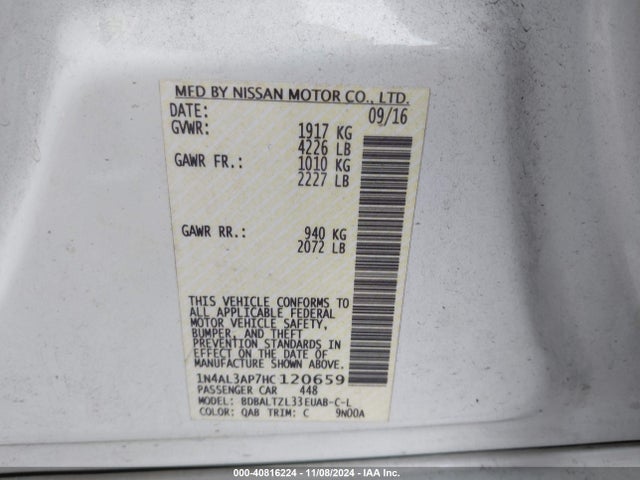 1N4AL3AP7HC120659 Nissan Altima 2.5 Sl