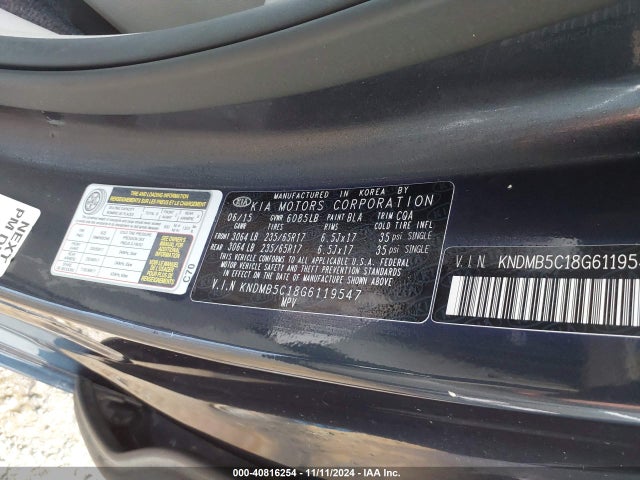 KIA SEDONA LX 2016 KNDMB5C18G6119547 Image 9