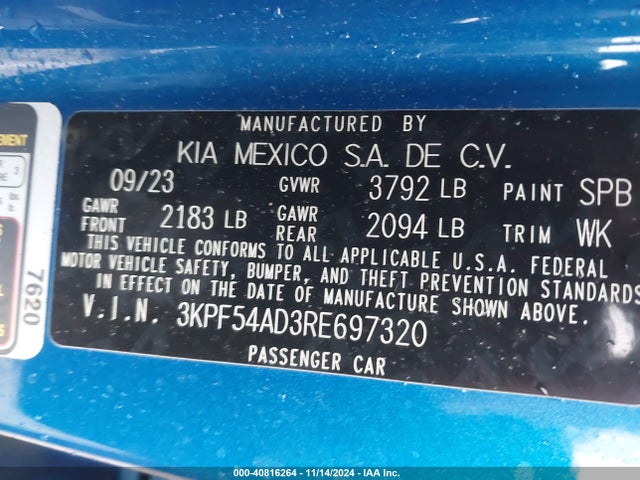 KIA Forte Gt-line 2024 3KPF54AD3RE697320 Image 9