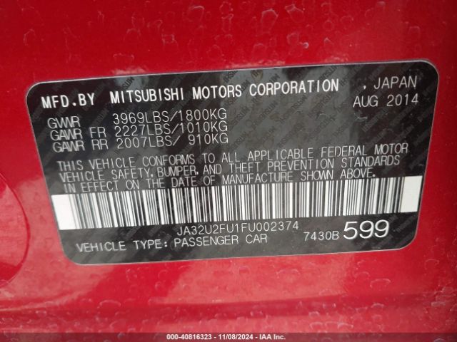 2015 MITSUBISHI LANCER JA32U2FU1FU002374 Photo 8