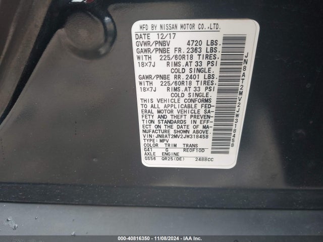Nissan Rogue Sl 2018 JN8AT2MV2JW318458 Image 9