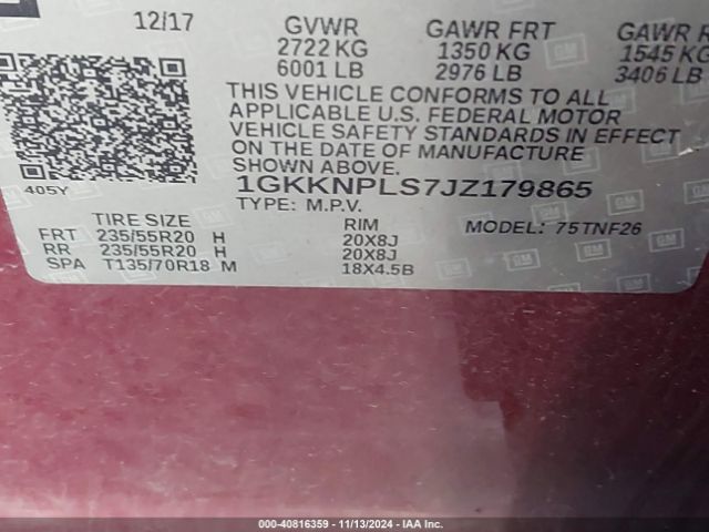 1GKKNPLS7JZ179865 GMC Acadia Denali