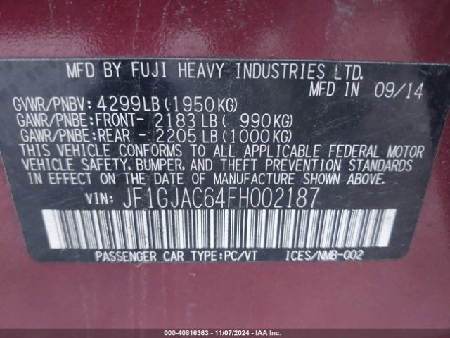 JF1GJAC64FH002187 Subaru Impreza 2.0i Premium