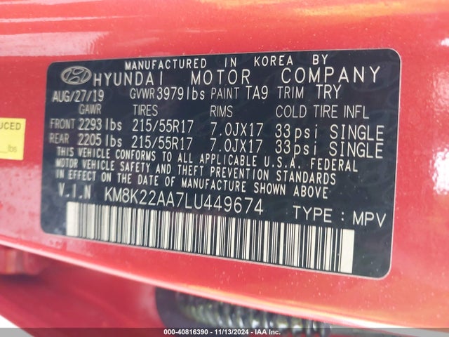 Hyundai Kona Sel 2020 KM8K22AA7LU449674 Image 9
