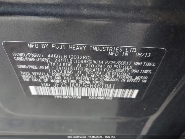 JF2SJAAC5EH461841 Subaru Forester 2.5i