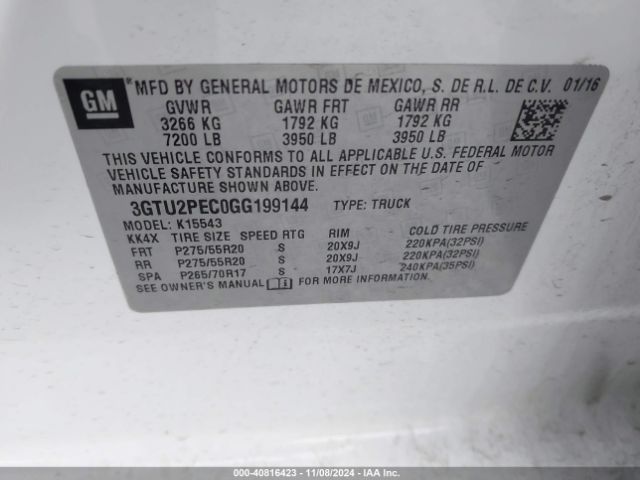 3GTU2PEC0GG199144 GMC Sierra 1500 Denali