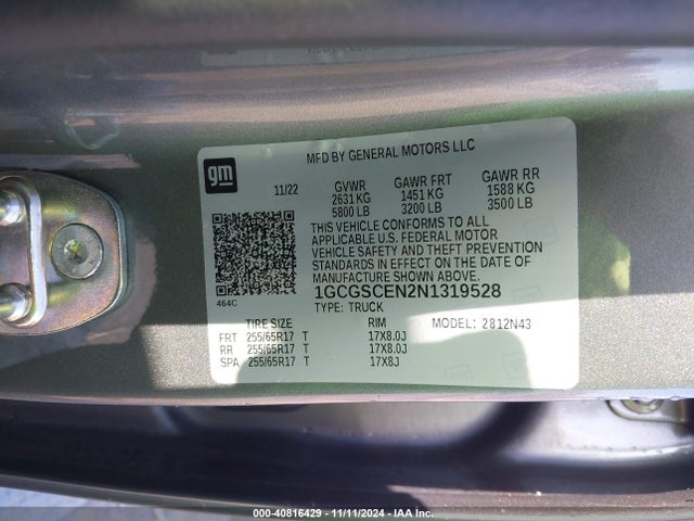 1GCGSCEN2N1319528 Chevrolet Colorado 2wd  Short Box Lt
