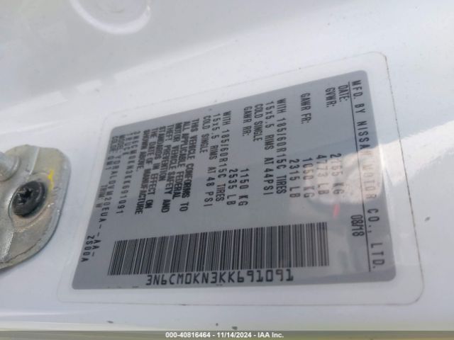 3N6CM0KN3KK691091 Nissan Nv200 S