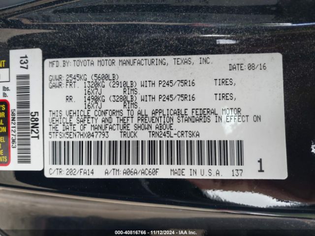 5TFSX5EN7HX047793 Toyota Tacoma Sr