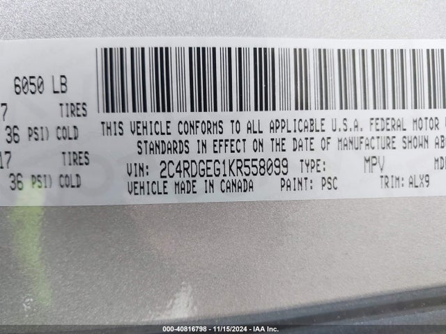 Dodge Grand Caravan Gt 2019 2C4RDGEG1KR558099 Image 9