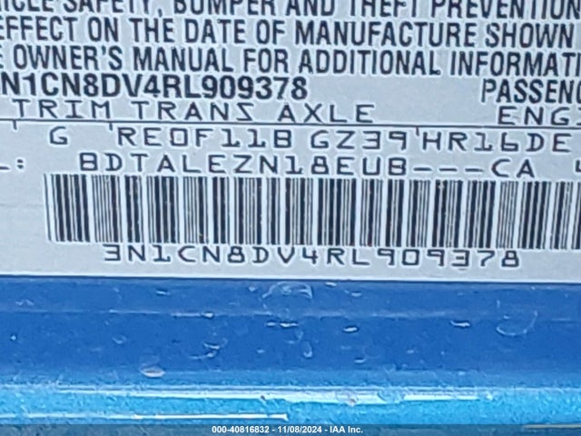 Nissan Versa 1.6 S 2024 3N1CN8DV4RL909378 Image 9