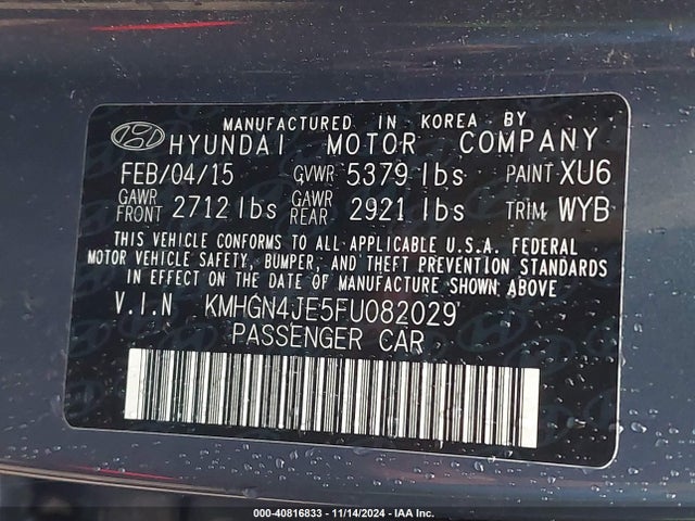 Hyundai Genesis 3.8 2015 KMHGN4JE5FU082029 Image 9