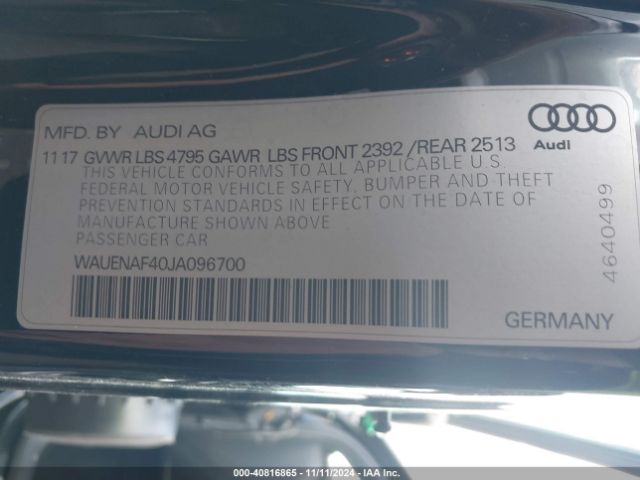 WAUENAF40JA096700 Audi A4 2.0t Premium/2.0t Tech Premium