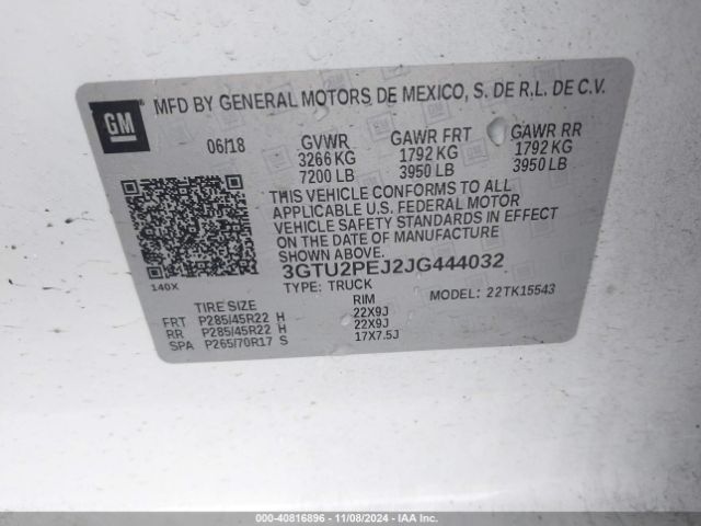 3GTU2PEJ2JG444032 GMC Sierra 1500 Denali