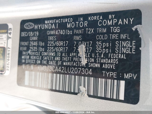 Hyundai Tucson Value 2020 KM8J3CA42LU207304 Image 9