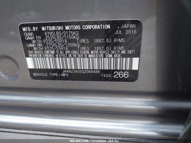 JA4AZ3A35GZ064488 Mitsubishi Outlander Sel