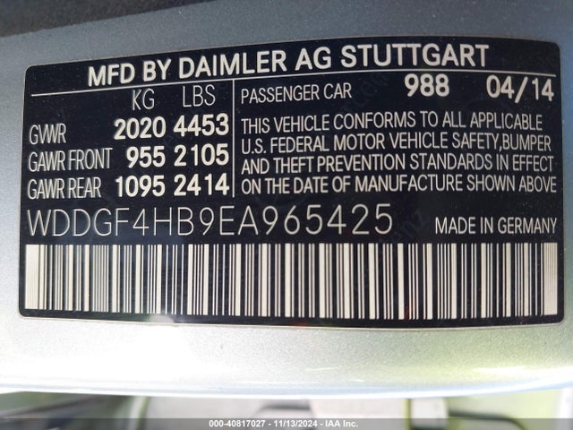 WDDGF4HB9EA965425 Mercedes-Benz C-class C 250 Sport/luxury