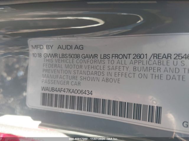 WAUB4AF47KA006434 Audi S4 3.0t Premium