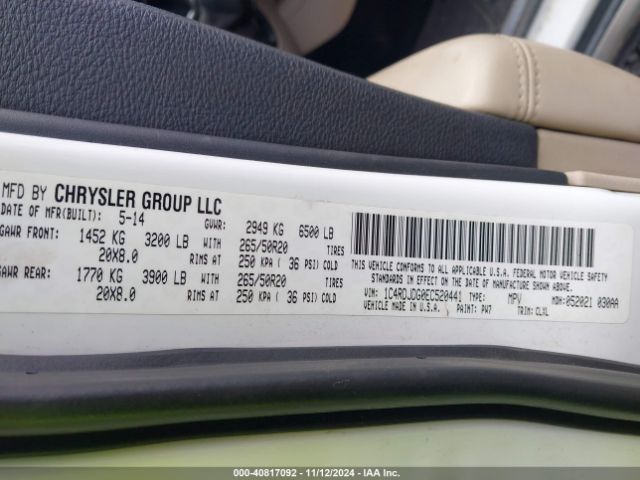 1C4RDJDG0EC520441 Dodge DURANGO LIMITED