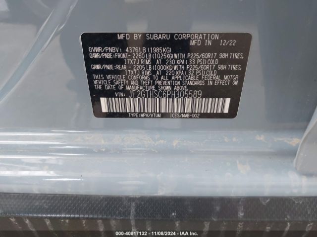 JF2GTHSC6PH305589 Subaru Crosstrek Sport