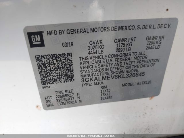 3GKALMEV6KL326645 GMC Terrain Sle