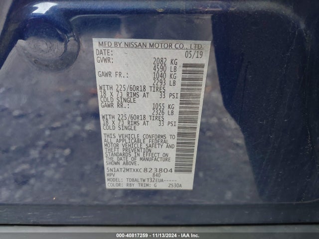 Nissan ROGUE SV 2019 5N1AT2MTXKC823804 Image 9