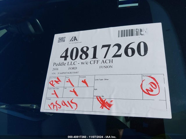 Ford FUSION SE 2016 3FA6P0H74GR330487 Image 17