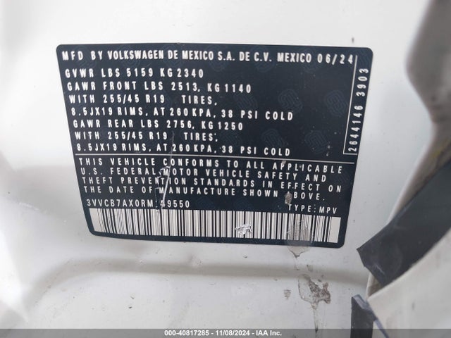3VVCB7AX0RM149550 Volkswagen Tiguan 2.0t Se R-line Black