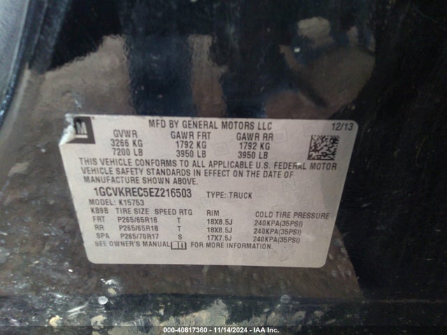 Chevrolet Silverado 1500 2lt 2014 1GCVKREC5EZ216503 Image 9