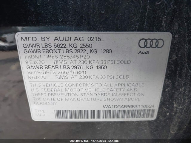 WA1DGAFP6FA110524 Audi Q5 3.0t Premium Plus