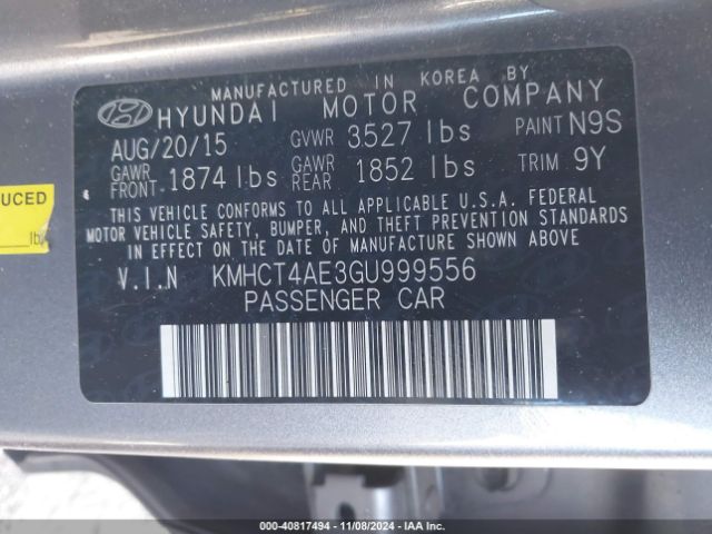 KMHCT4AE3GU999556 Hyundai ACCENT SE