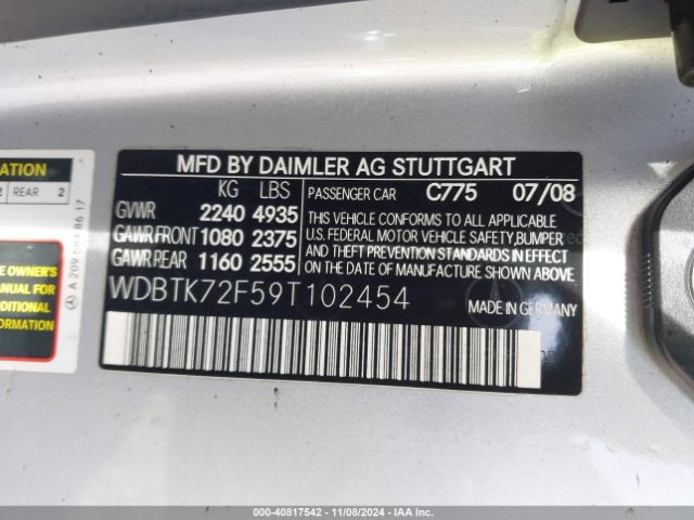 2009 MERCEDES-BENZ CLK 550 WDBTK72F59T102454 Photo 8