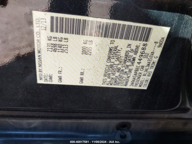 1N4AA5AP8EC449688 Nissan Maxima 3.5 Sv