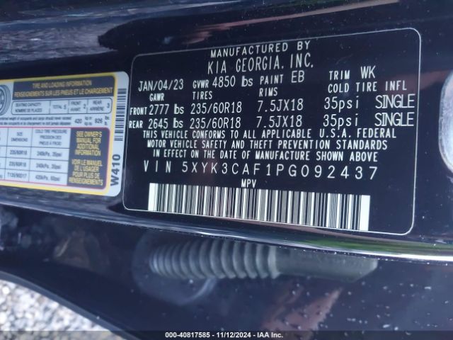 5XYK3CAF1PG092437 KIA Sportage Ex
