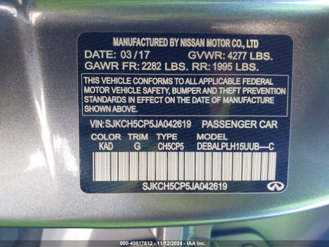 SJKCH5CP5JA042619 Infiniti QX30