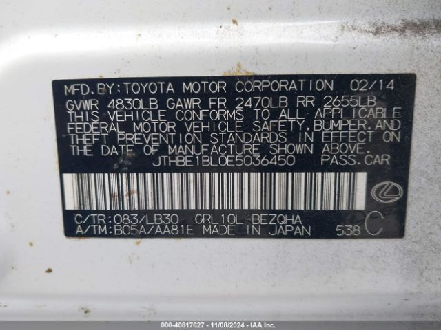 JTHBE1BL0E5036450 Lexus GS 350