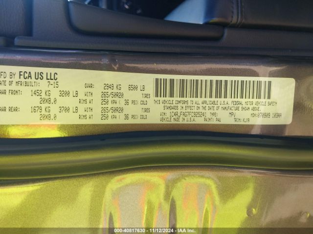 1C4RJFAG7FC925241 Jeep Grand Cherokee Altitude