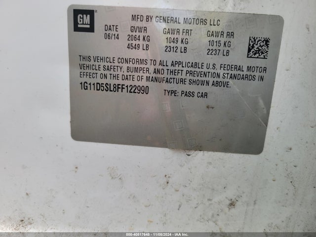 Chevrolet Malibu 2015 1G11D5SL8FF122990 Image 8
