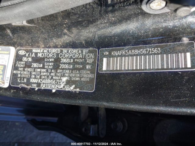 KNAFK5A88H5671563 KIA FORTE LX