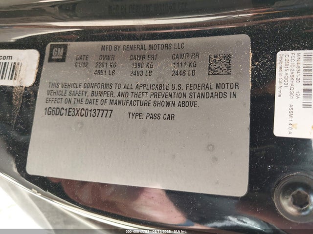 2012 CADILLAC CTS 1G6DC1E3XC0137777 Photo 8