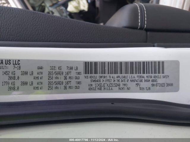 1C4SDJETXJC515240 Dodge Durango Citadel Awd